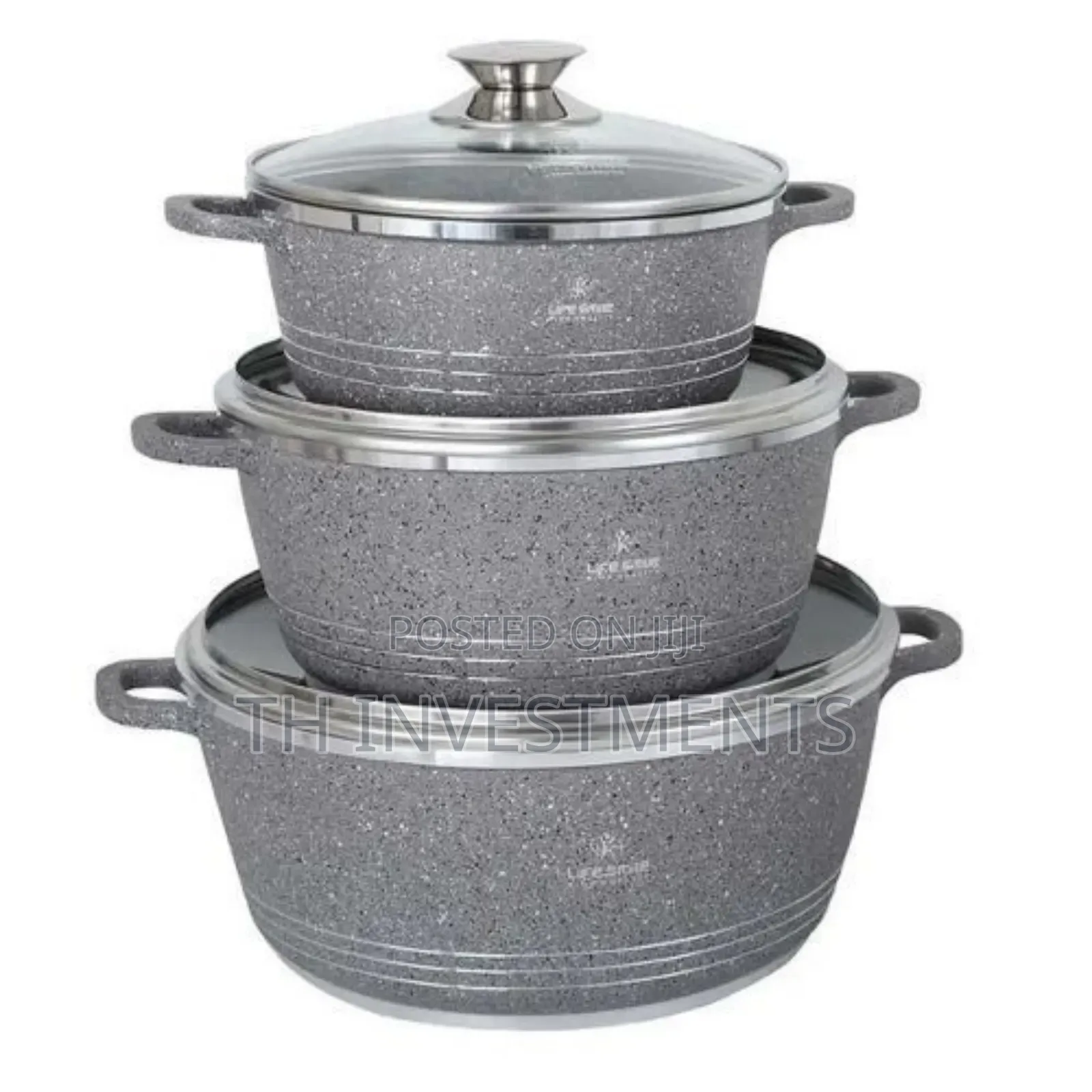 Life Smile 3 Pieces of Non Stick Serving Saucepans Cookware