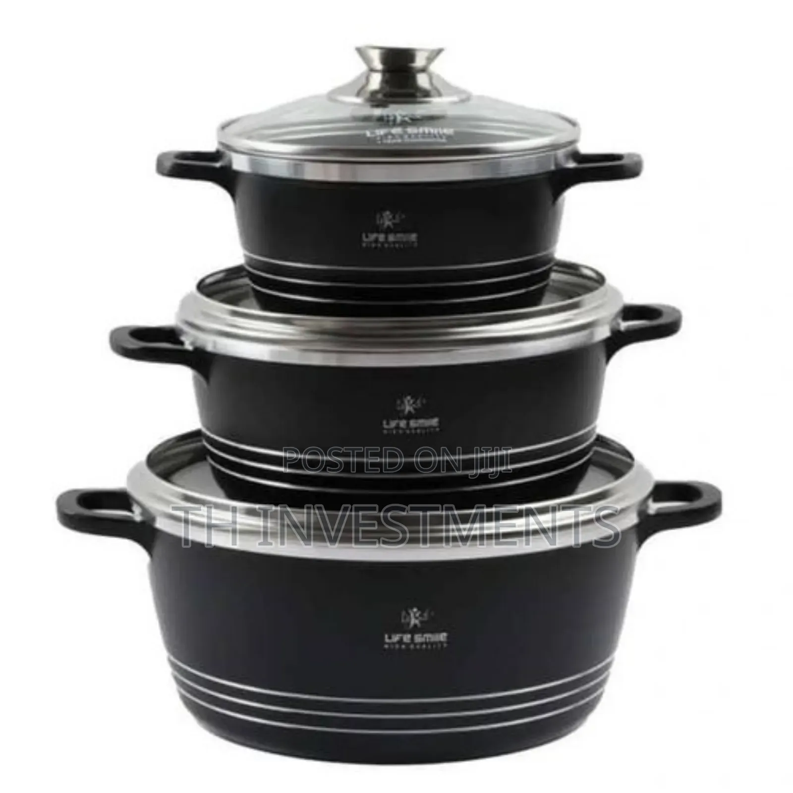 Life Smile 3 Pieces of Non Stick Serving Saucepans Cookware