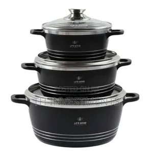 Life Smile 3 Pieces of Non Stick Serving Saucepans Cookware