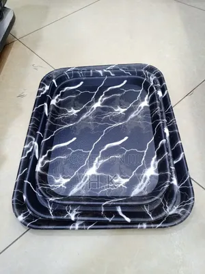 Black Rectangular Plastic Trays- 3pcs