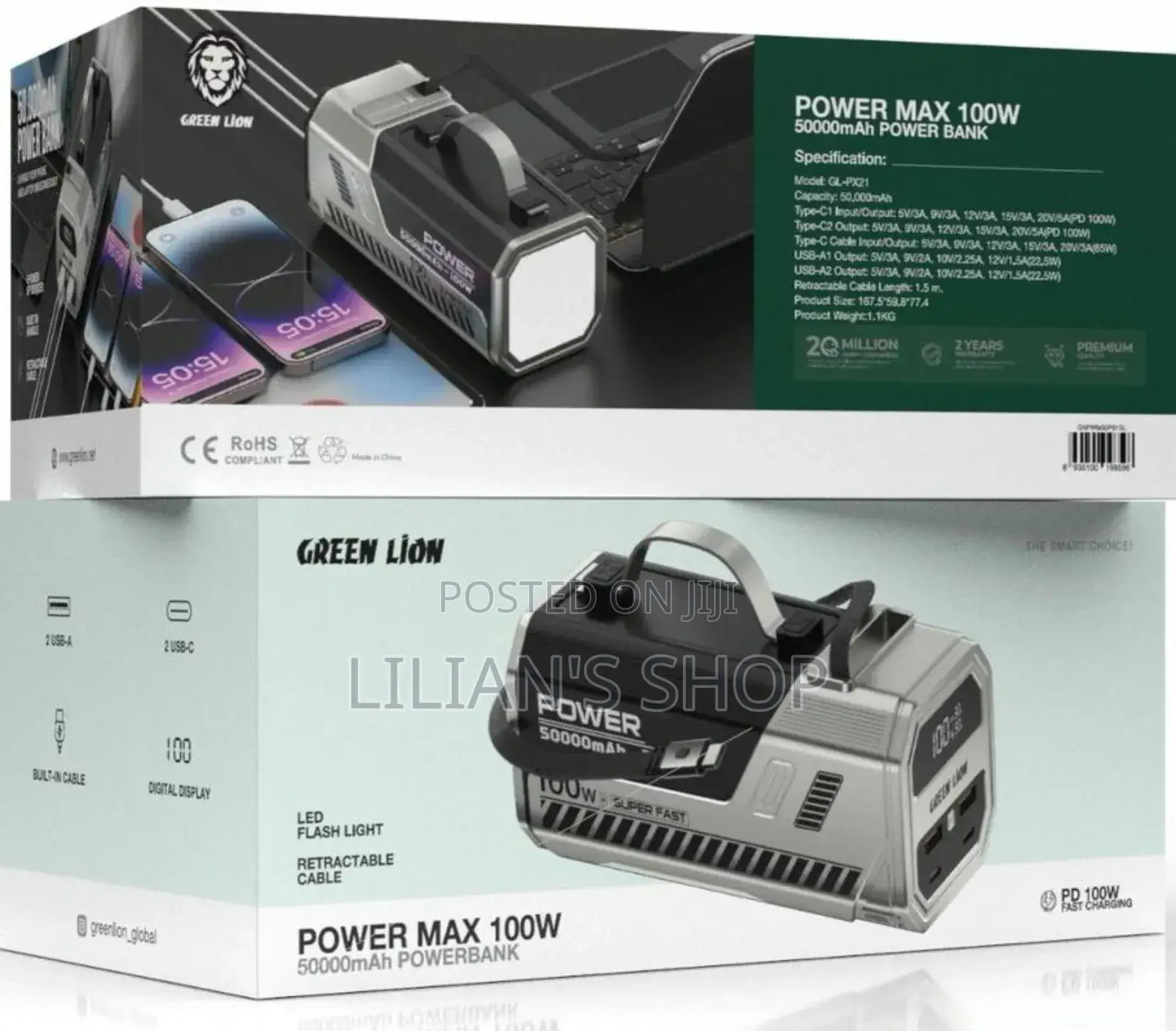 Green Lion Power Max 100w 50000mah Power Bank