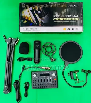 Condenser Microphone With Singing Live Sound Card