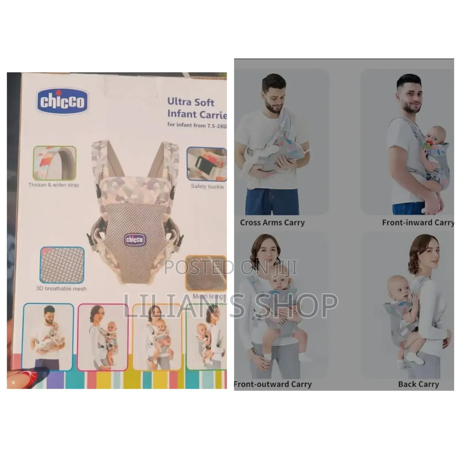 4 in 1chicco Utra Soft Infant Adjustable Carrier