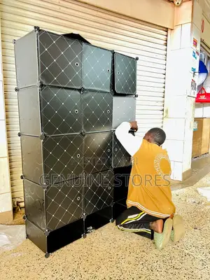 3 Column Plastic Clothes Closet Black in Colour