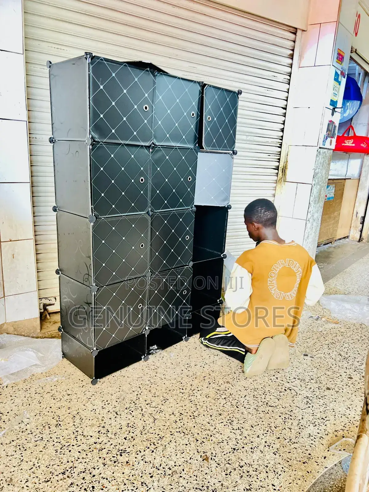 3 Column Plastic Clothes Closet Black in Colour
