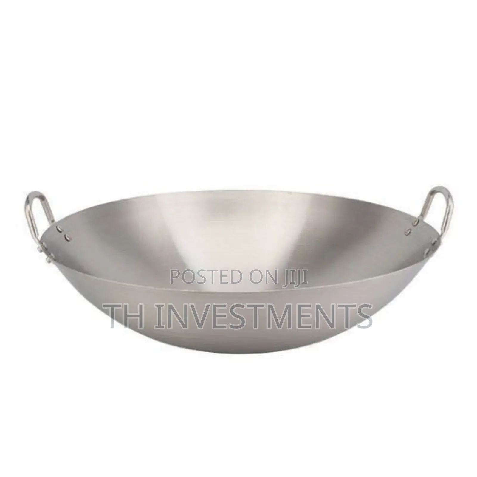 Stainless Steel Wok Stir Frying Pan - Silver 
