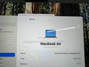 New Laptop Apple MacBook Air 2024 M3 13-Inch 8GB Apple M3 SSD 256GB