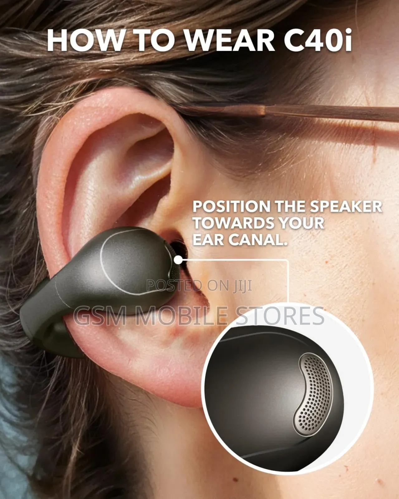 Soundcore C40i Open-Ear Earbuds Clipon Flexible Joint Design