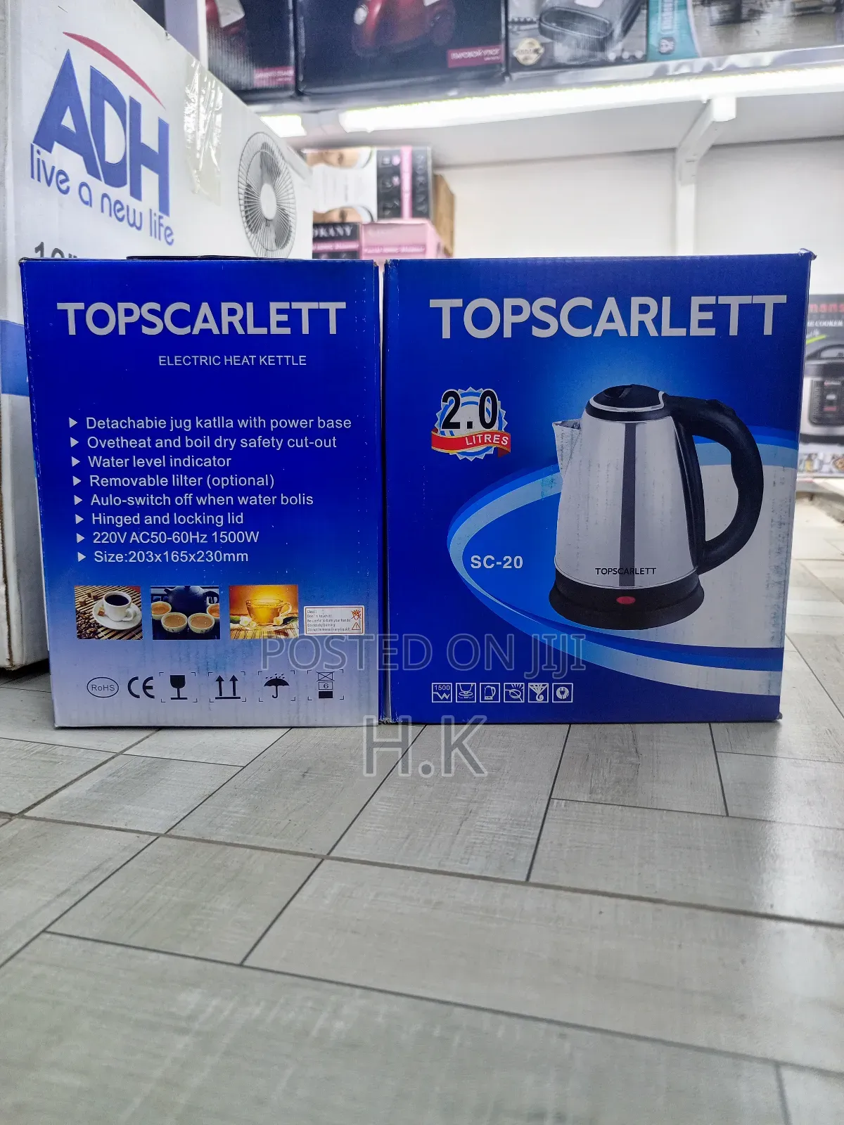 Topscarlett Sc-20 Electric Kettle With a 2.0-Liter Capacity.