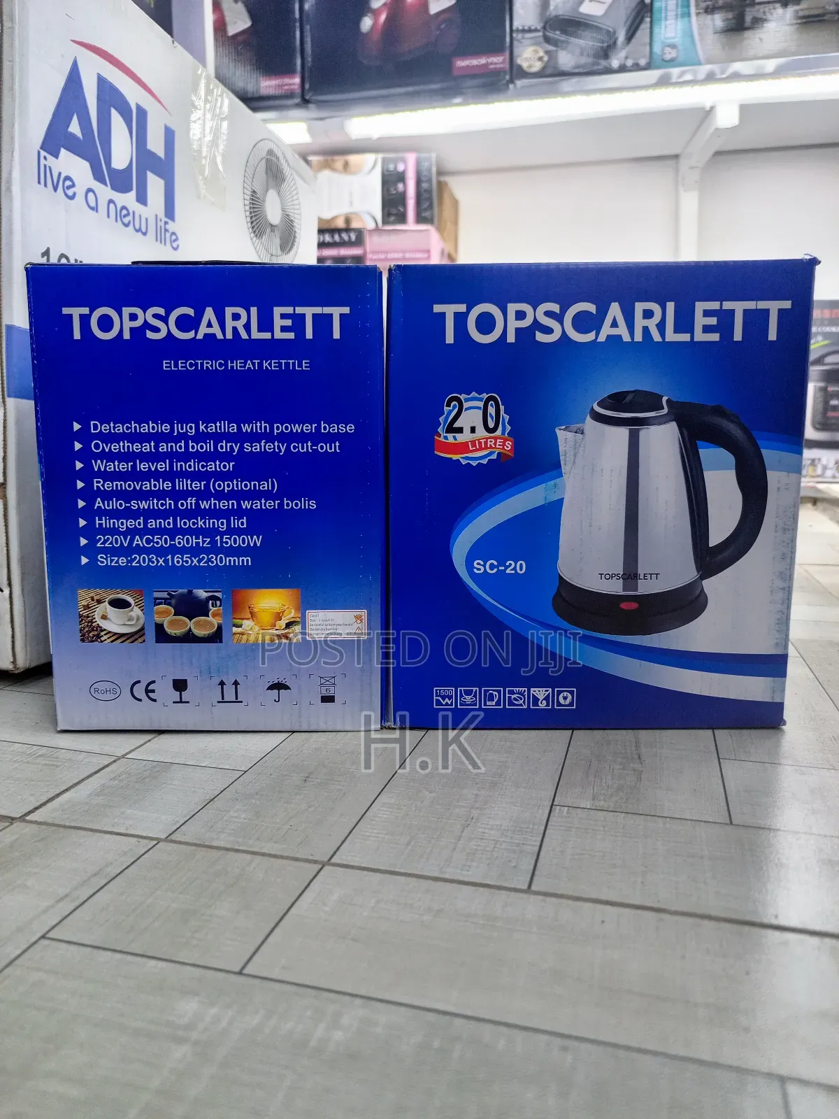 Topscarlett Sc-20 Electric Kettle With a 2.0-Liter Capacity.