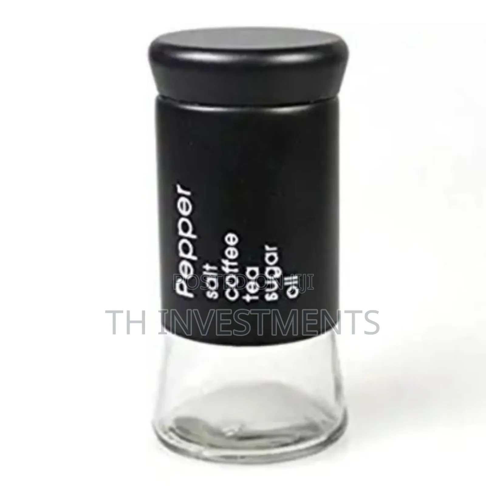 2 Pc Steel And Glass Pepper And Salt Shaker Set-black White.