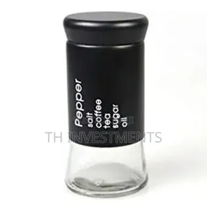 2 Pc Steel And Glass Pepper And Salt Shaker Set-black White.
