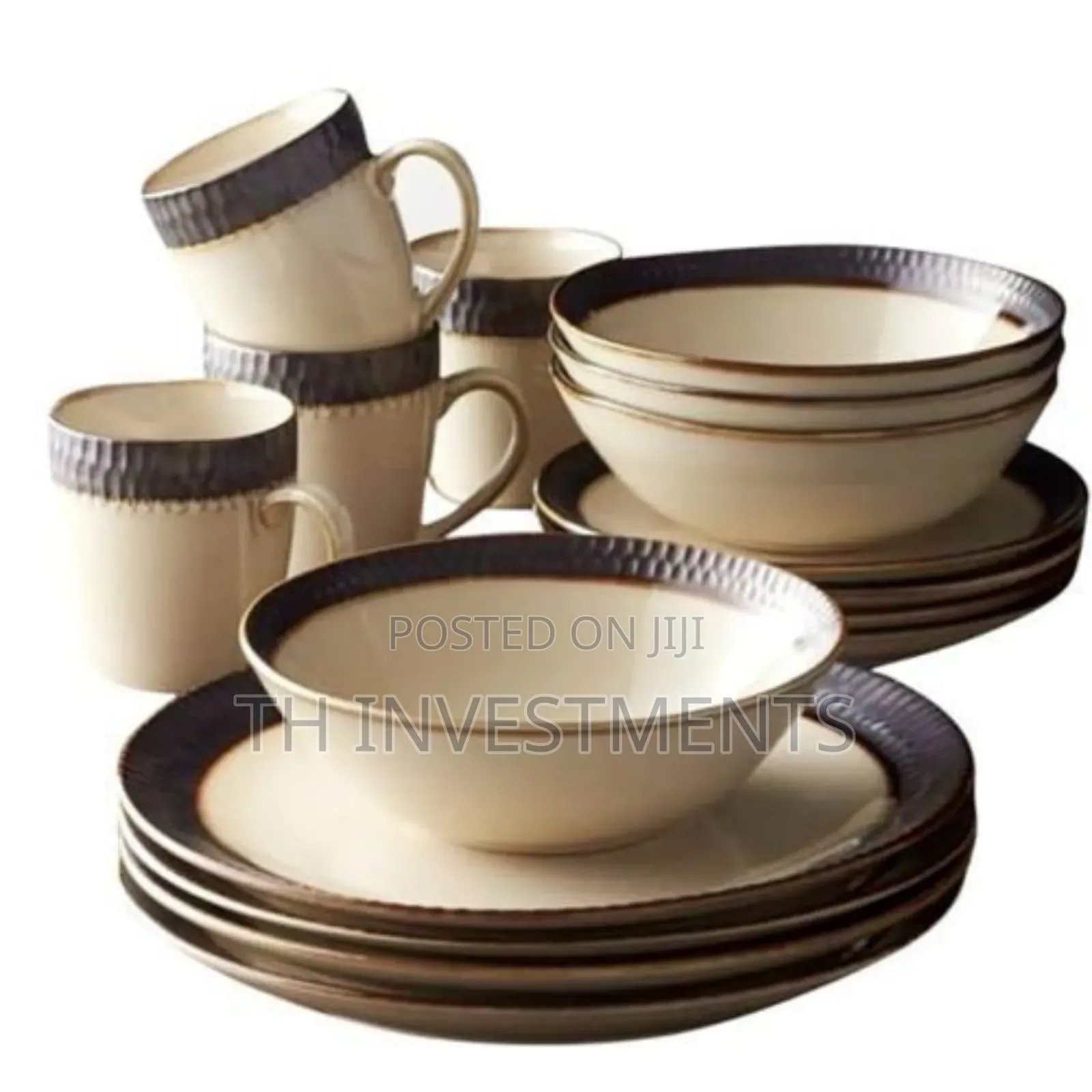 Other 24 Piece Gold Line Dinner Set, Cream 