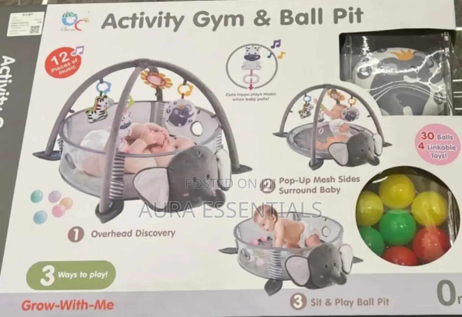Soft 3 in 1 Plush Elephant Baby Gym
