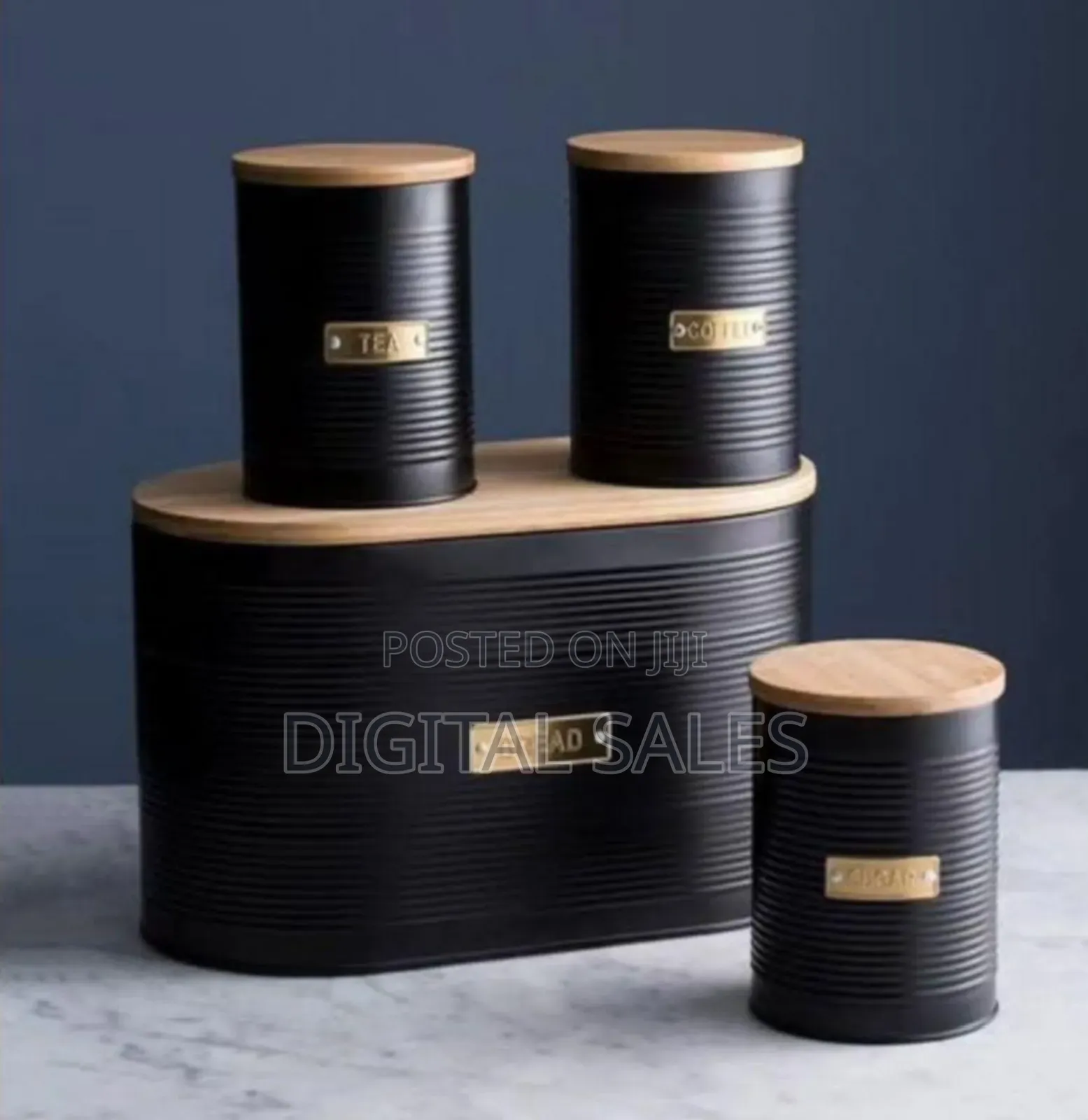 Black Tea Coffee Sugar Bread Bin Storage Set