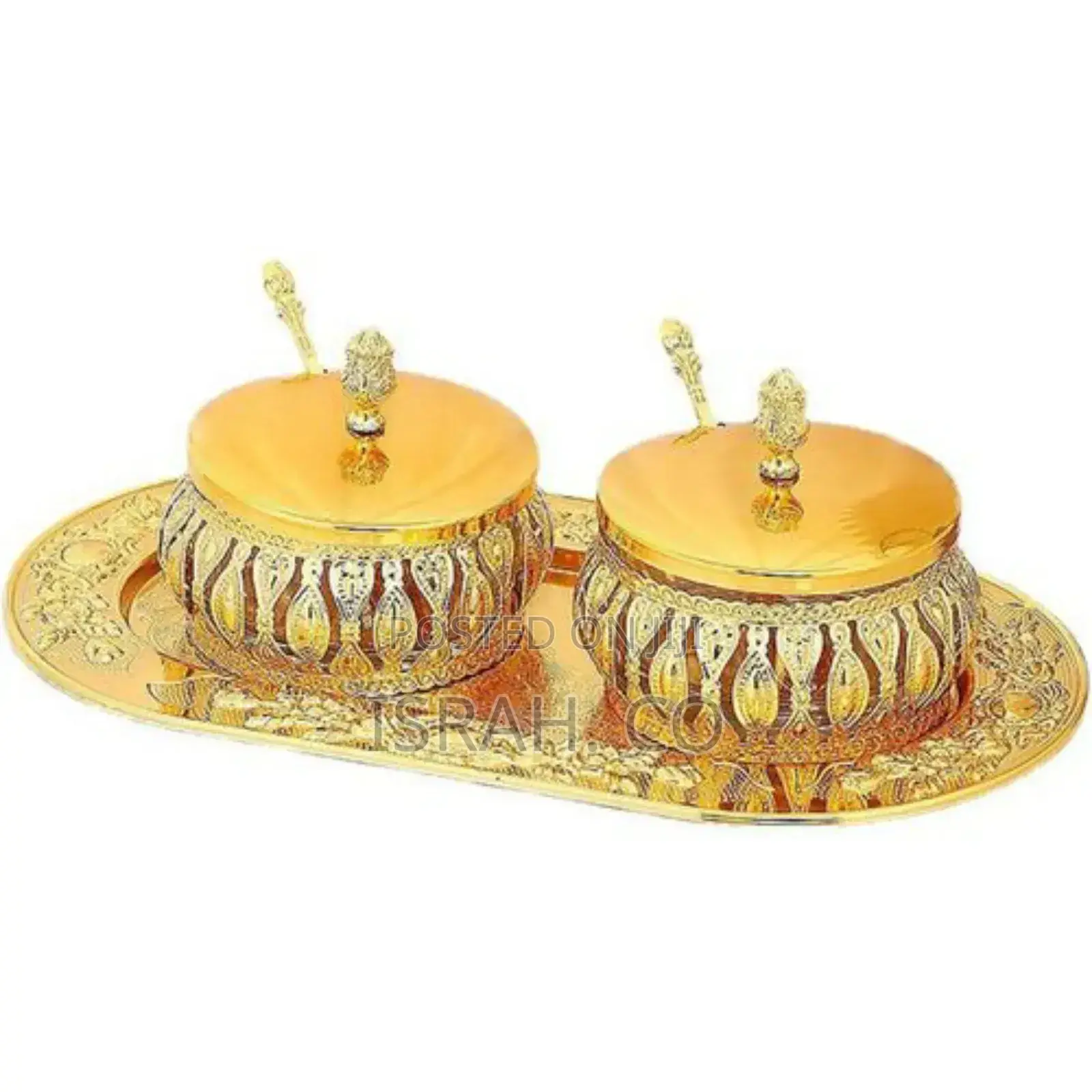 Gold Metal Spice Pot Sealed Glass Sugar Bowl Box With Lid