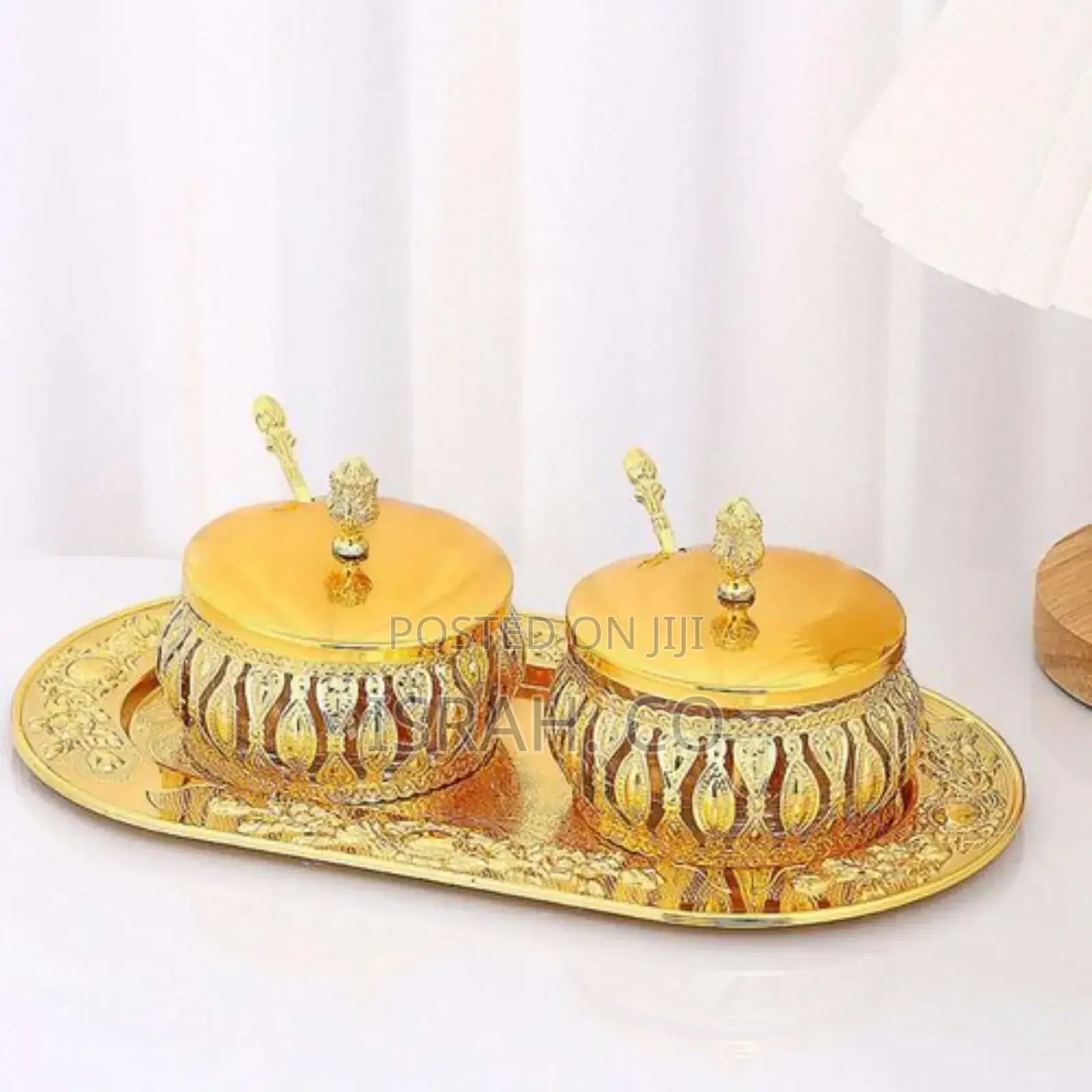Gold Metal Spice Pot Sealed Glass Sugar Bowl Box With Lid