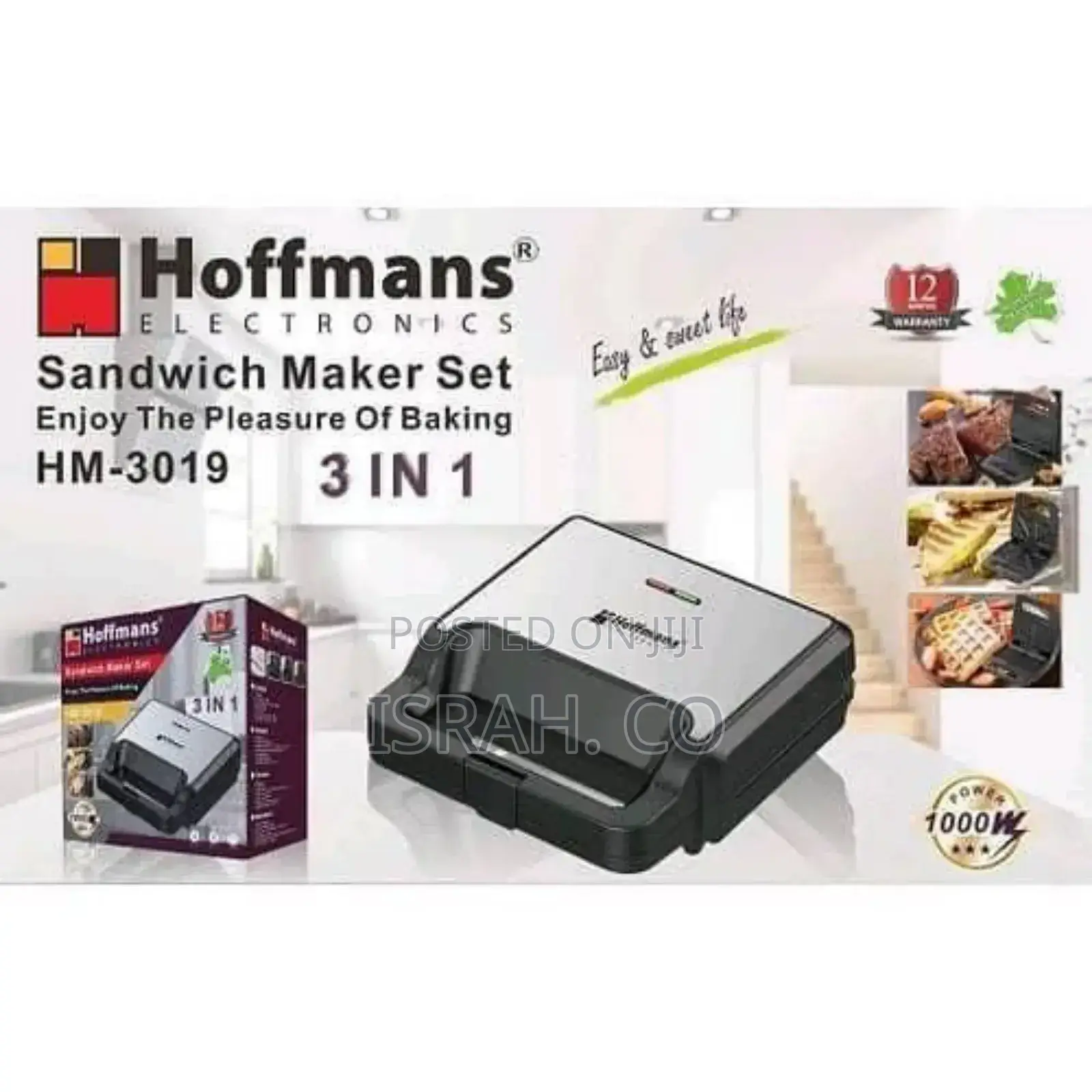 Hoffmans 3in1 Waffle Maker Sandwichmachine Barbecue Electric