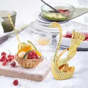 Swan Shape 6 Spoons and Forks Holder Stainless Steel