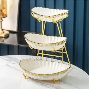 3 Tiered Ceramic Multi-Layer Fruit Tray Snack Dessert Plate