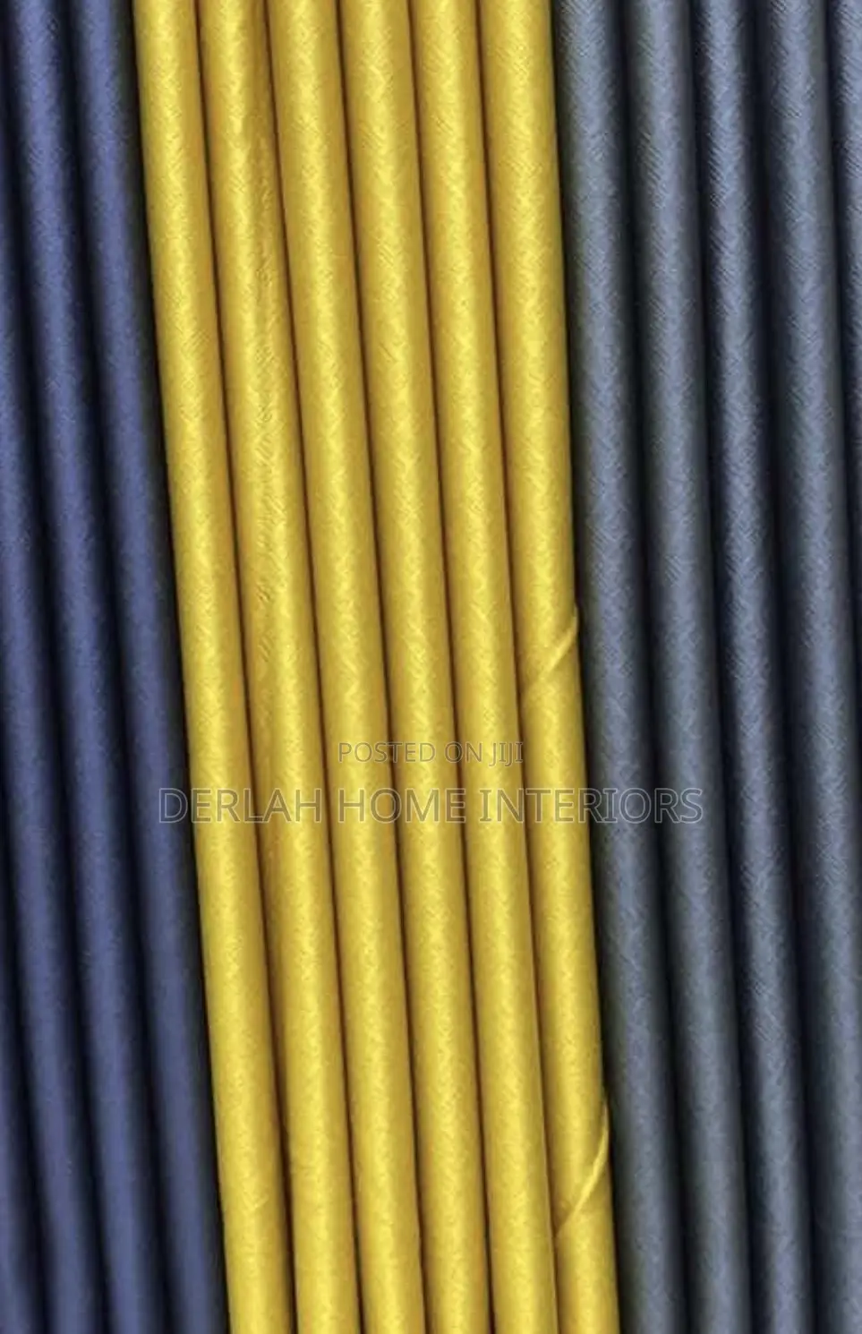 Mastered Yellow and Grey Blackout Curtains Per Fabric Meter