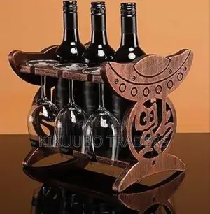 Wooden Wine Rack Stand With Stemware Holder