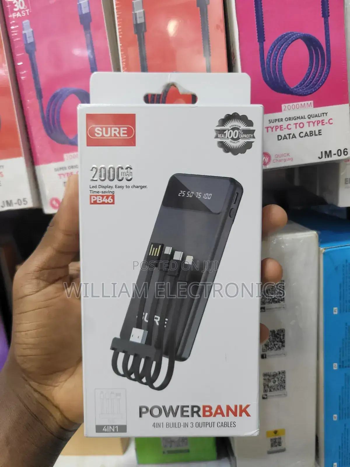 Sure 4in1 20000mah Pb46 Led Display Power Bank-Black