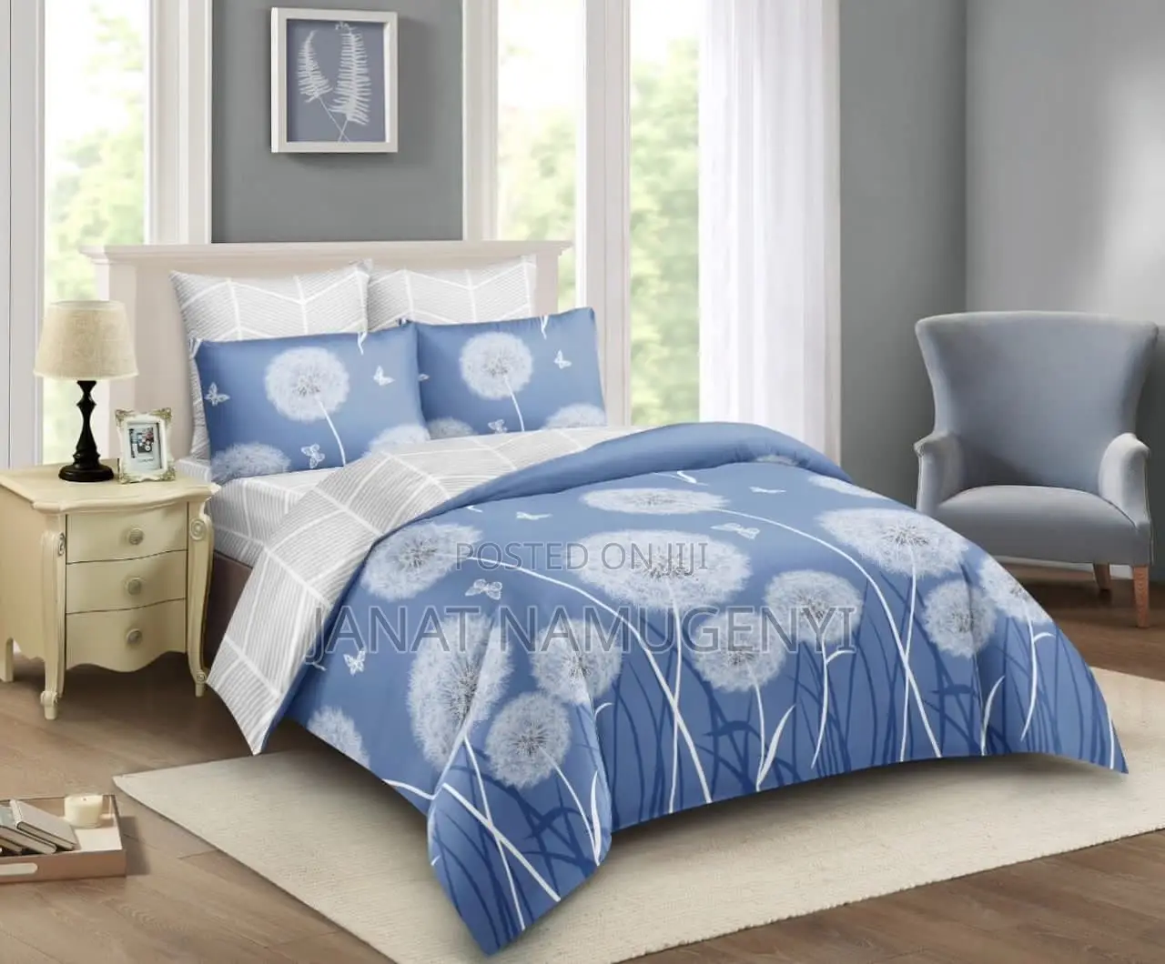 Blue Floral 4 Piece Duvet