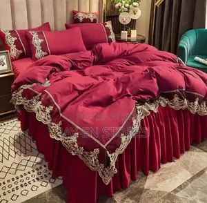 Maroon Laced 6 Piece Duvet