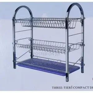 3 Tier Chrome Plated Dish Drying Rack Dish Drainer Kitchen