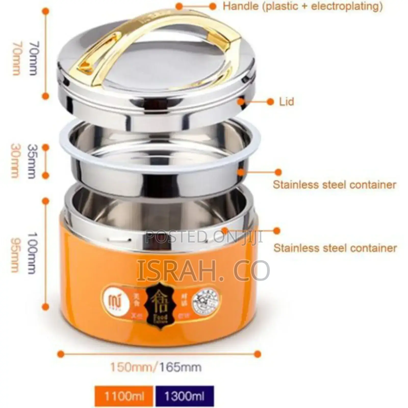 1300ml Insulated Stainlesssteel Bento Box Thermos Food Flask