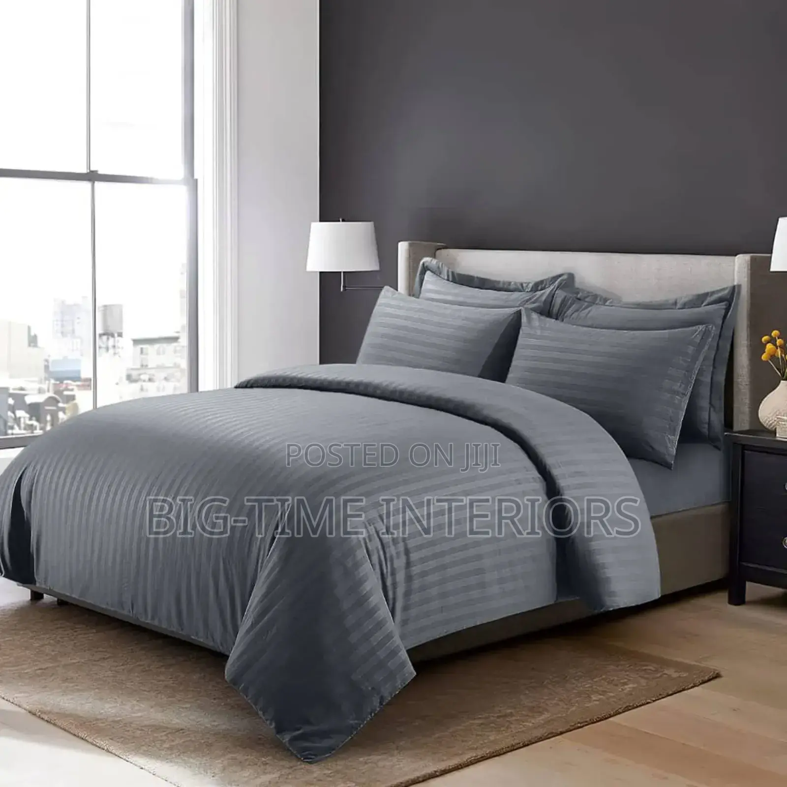 Luxurious Gray Striped Kingsize Duvet/Comforter Set