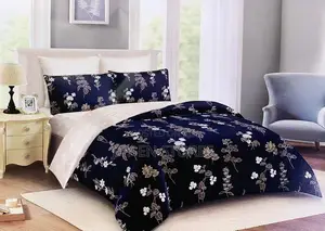 Nevy Blue Creamish Floral 4 Piece Duvet
