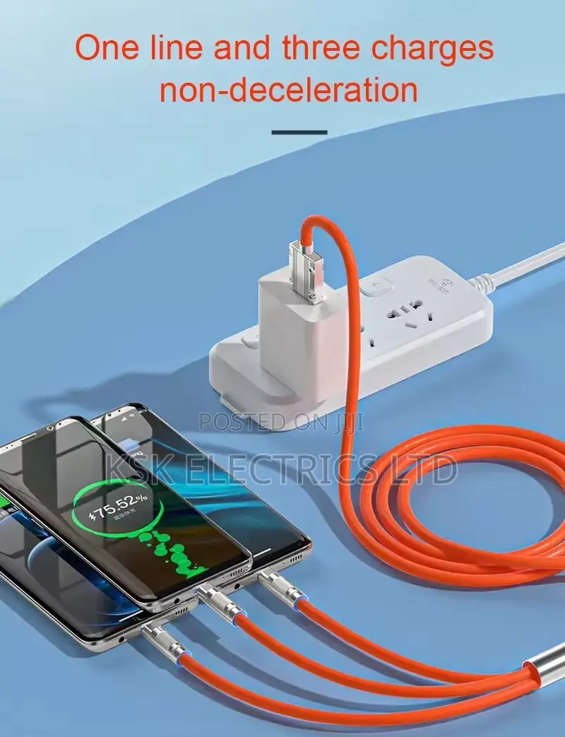 120w 6a Fast Charging Universal Usb Cable 3-in-1 Multi