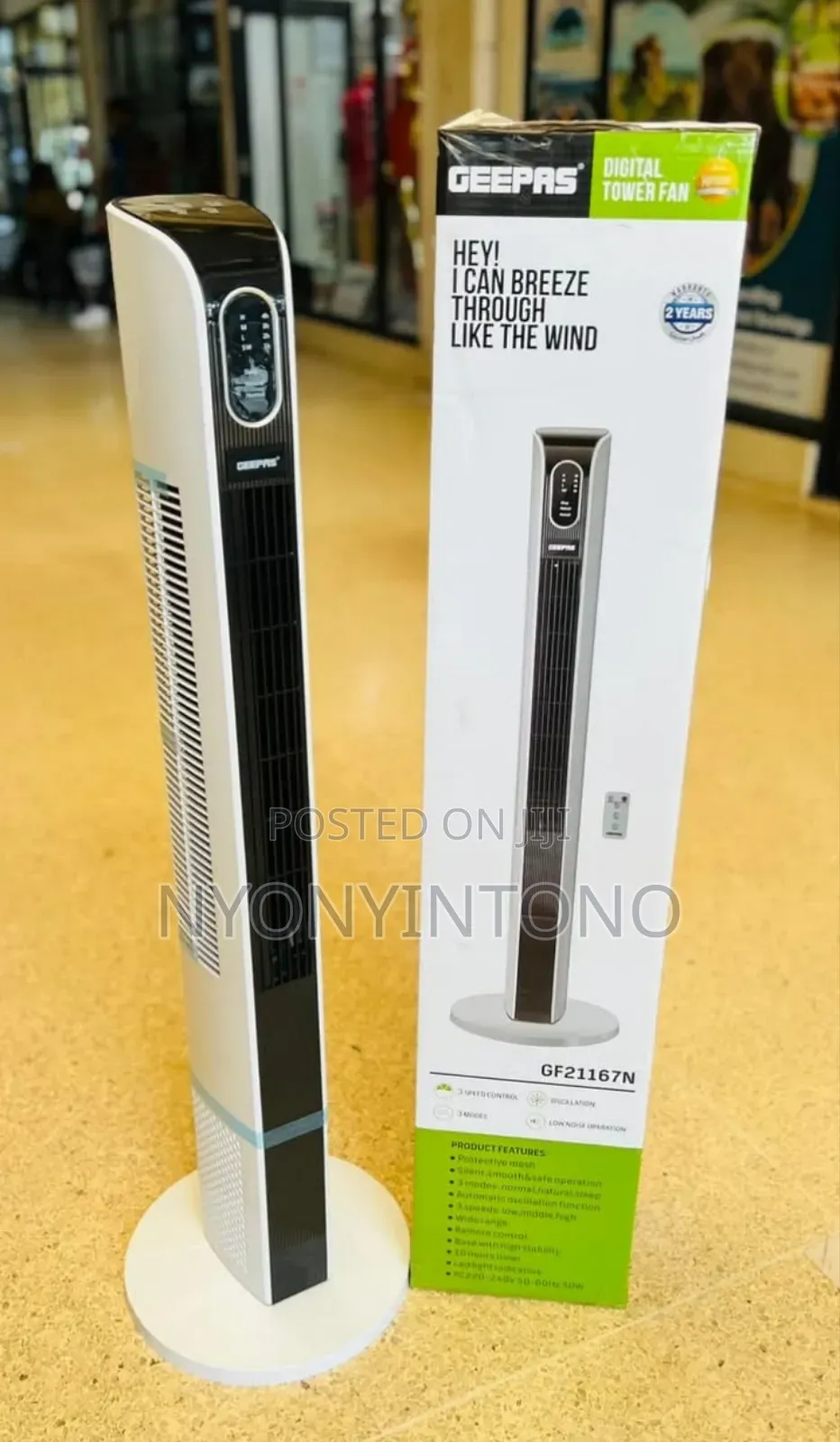 Geepas Tower Fan With 2yrs Warranty
