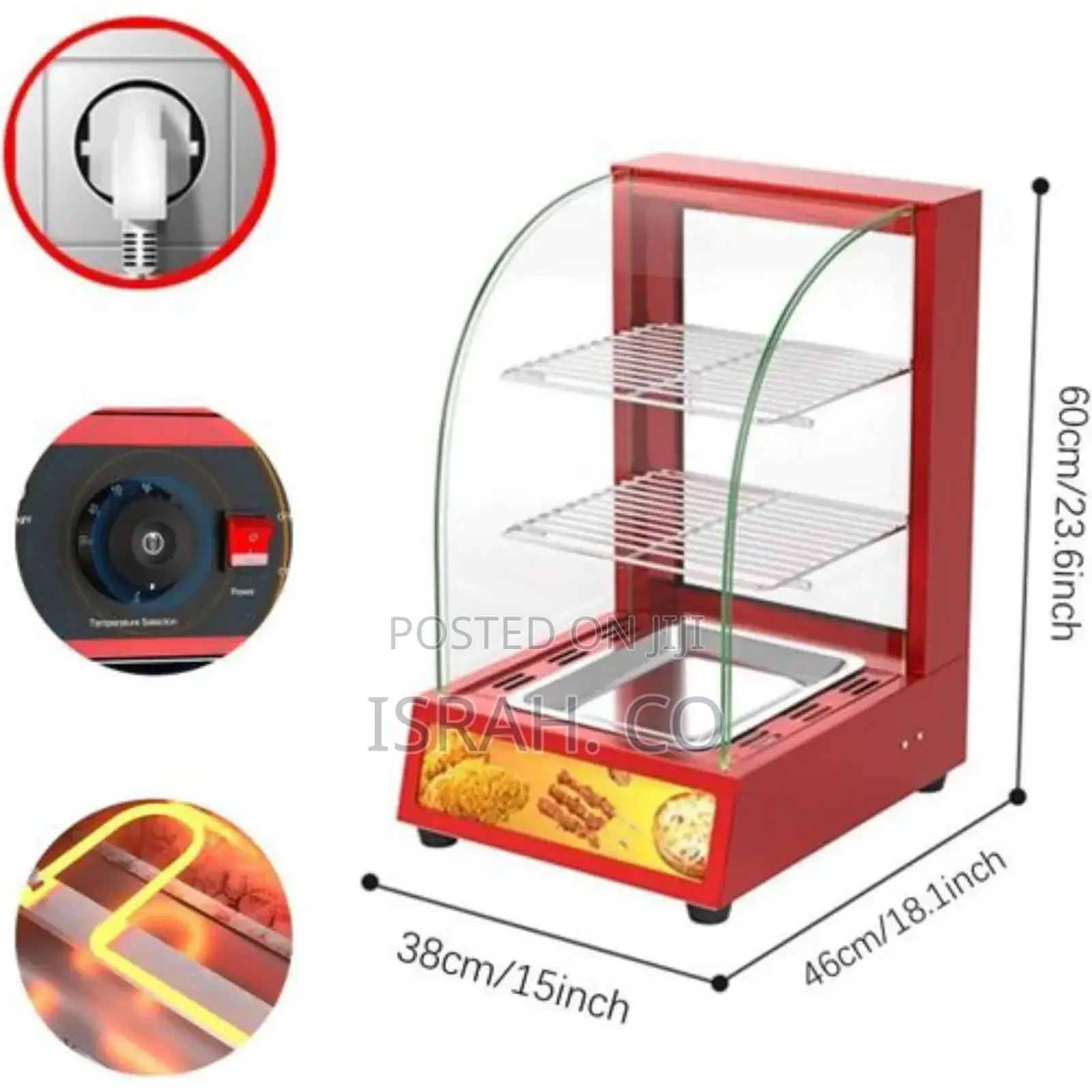 15 Kg ,15 X 18 X 24 Electric Curved Glass Hot Food Warmer