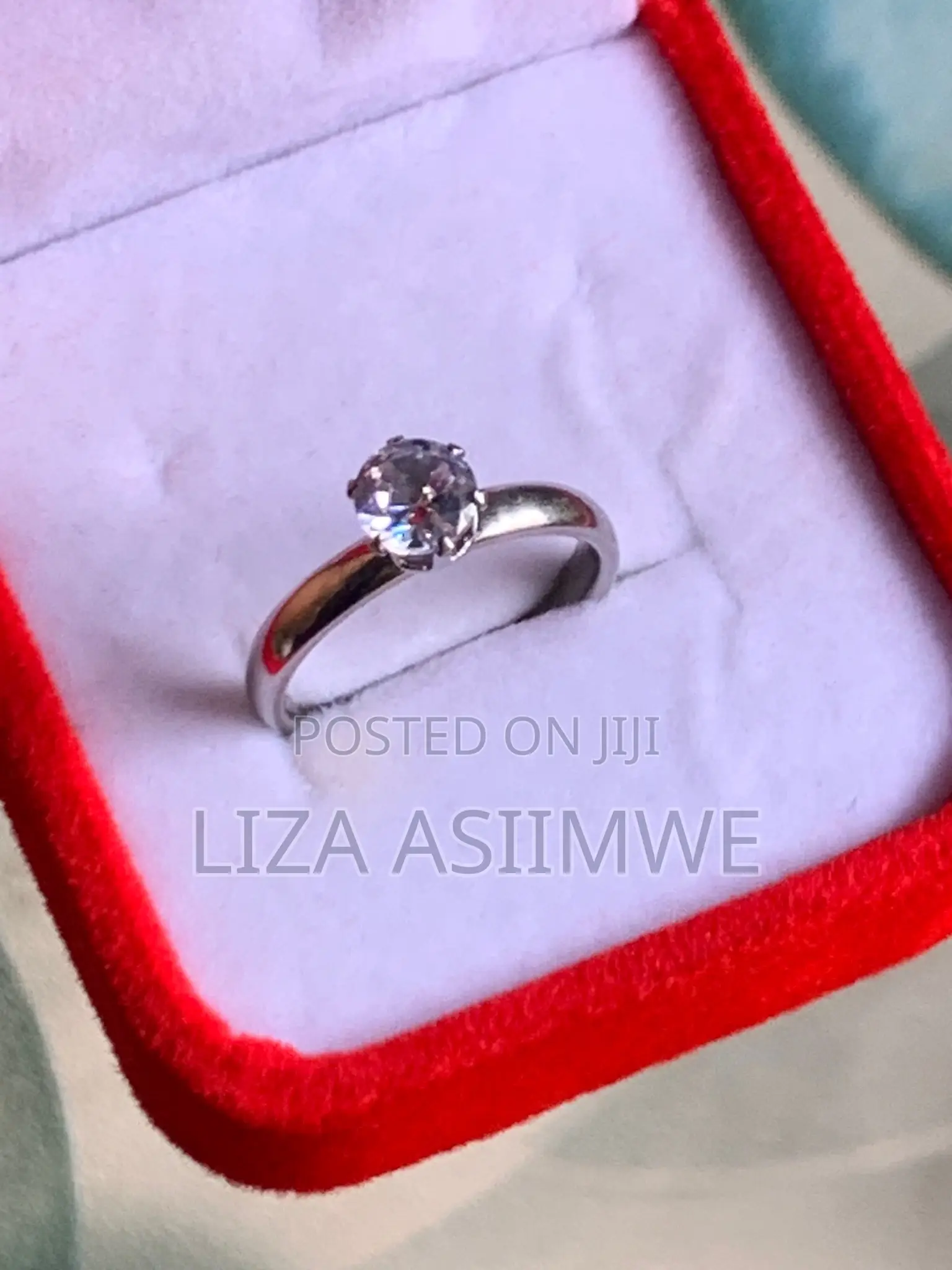 Solitaire Silver Engagement Ring
