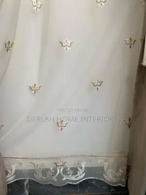 Quality Embroidered Cream Curtain Net
