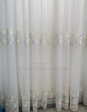 Quality Embroidered Cream Curtain Net