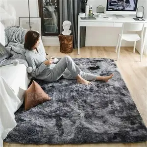 Patched Gray Fluffy Center/Bedside Carpet 1.5*2 Meters