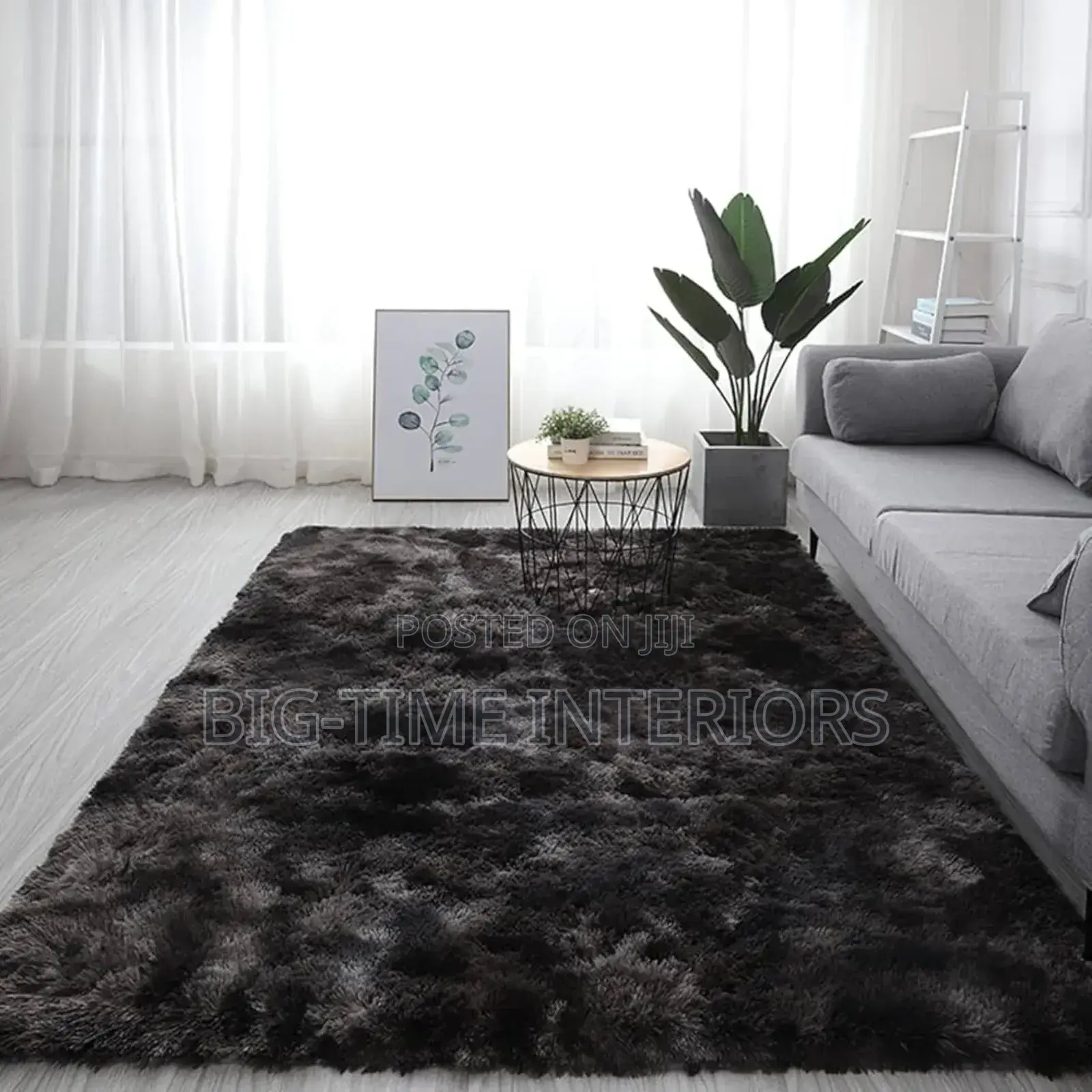 Patched Black and Gray Soft Fluffy Carpet 1.5*2meters