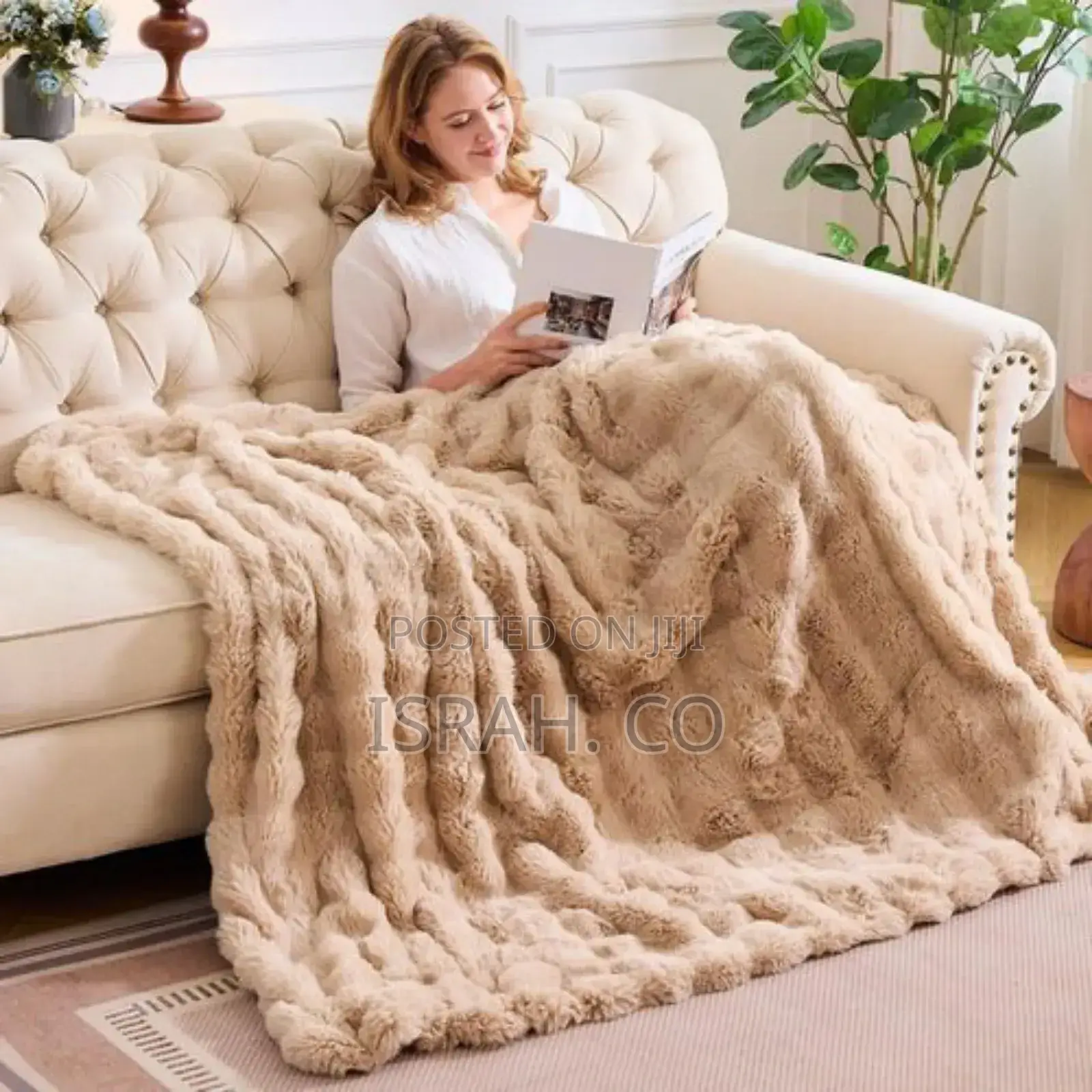 Super Soft Faux Fur Blanket Khaki