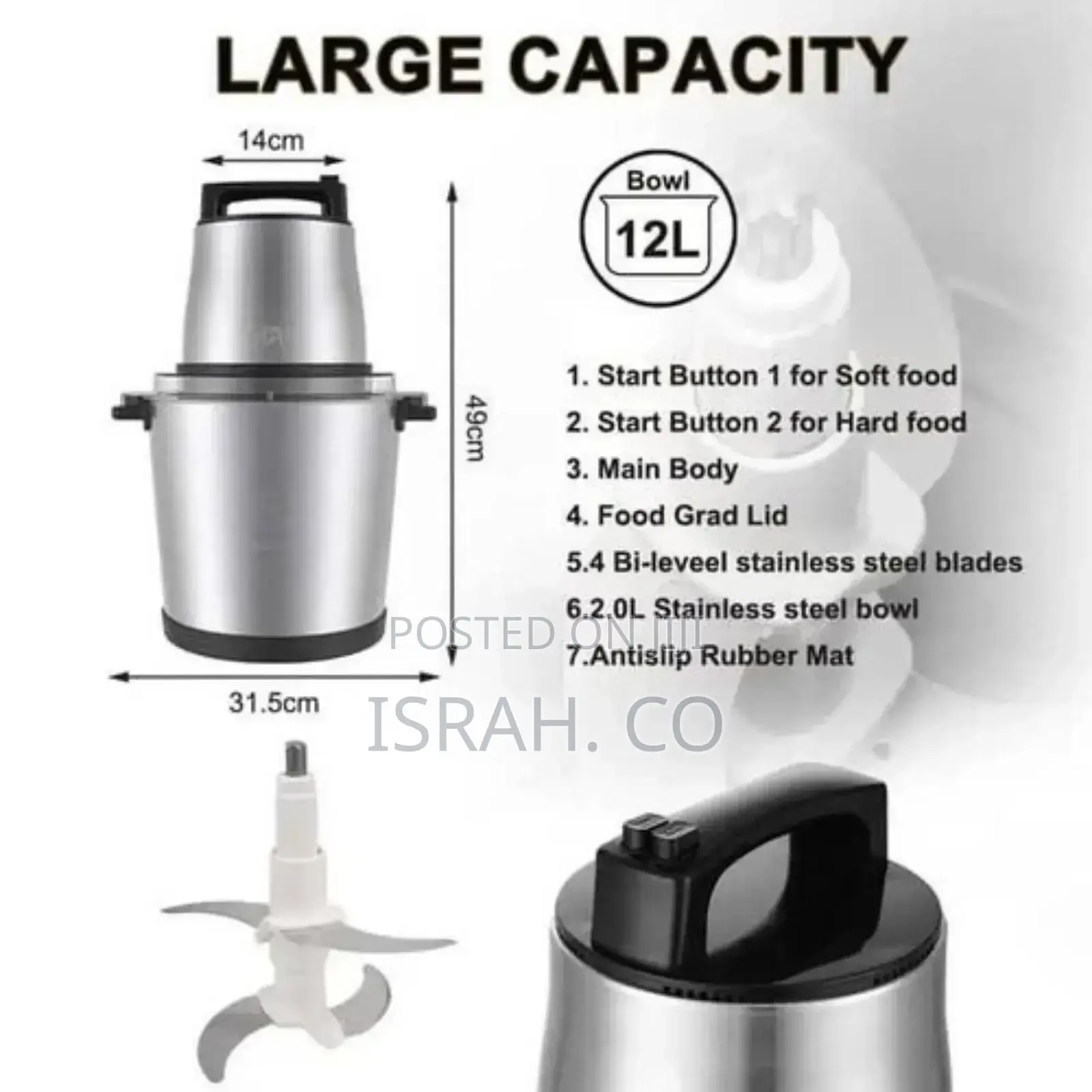 Winningstar 12 Litre Electric Home Food Chopper
