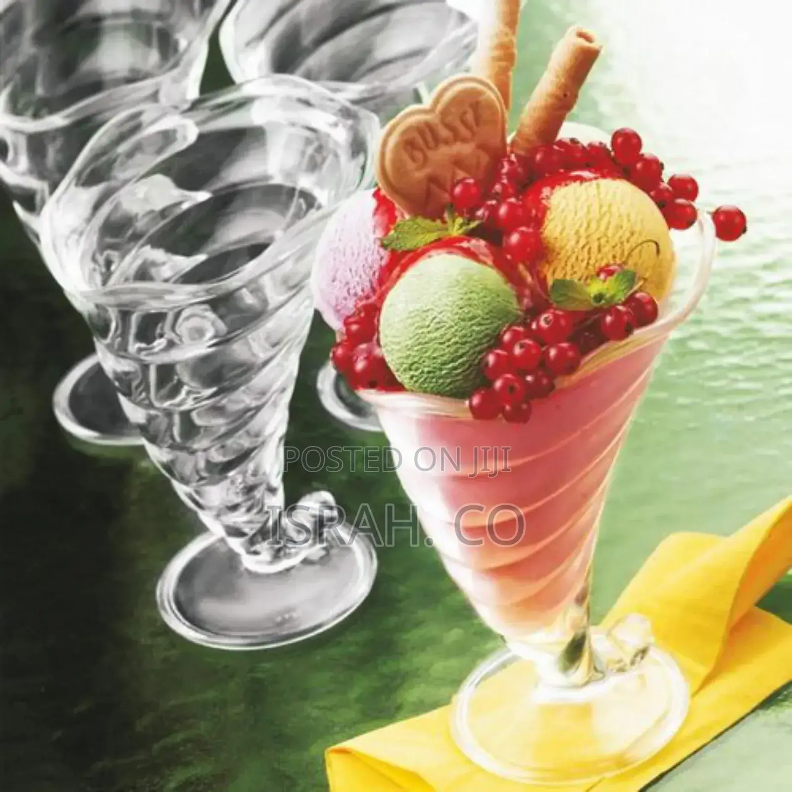 6 Pack Shell of 32cl Sundae Cups Clear Glasses