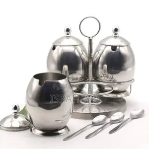 3 Piece Stainless Steel Egg Spice Sugar Bowl Canister