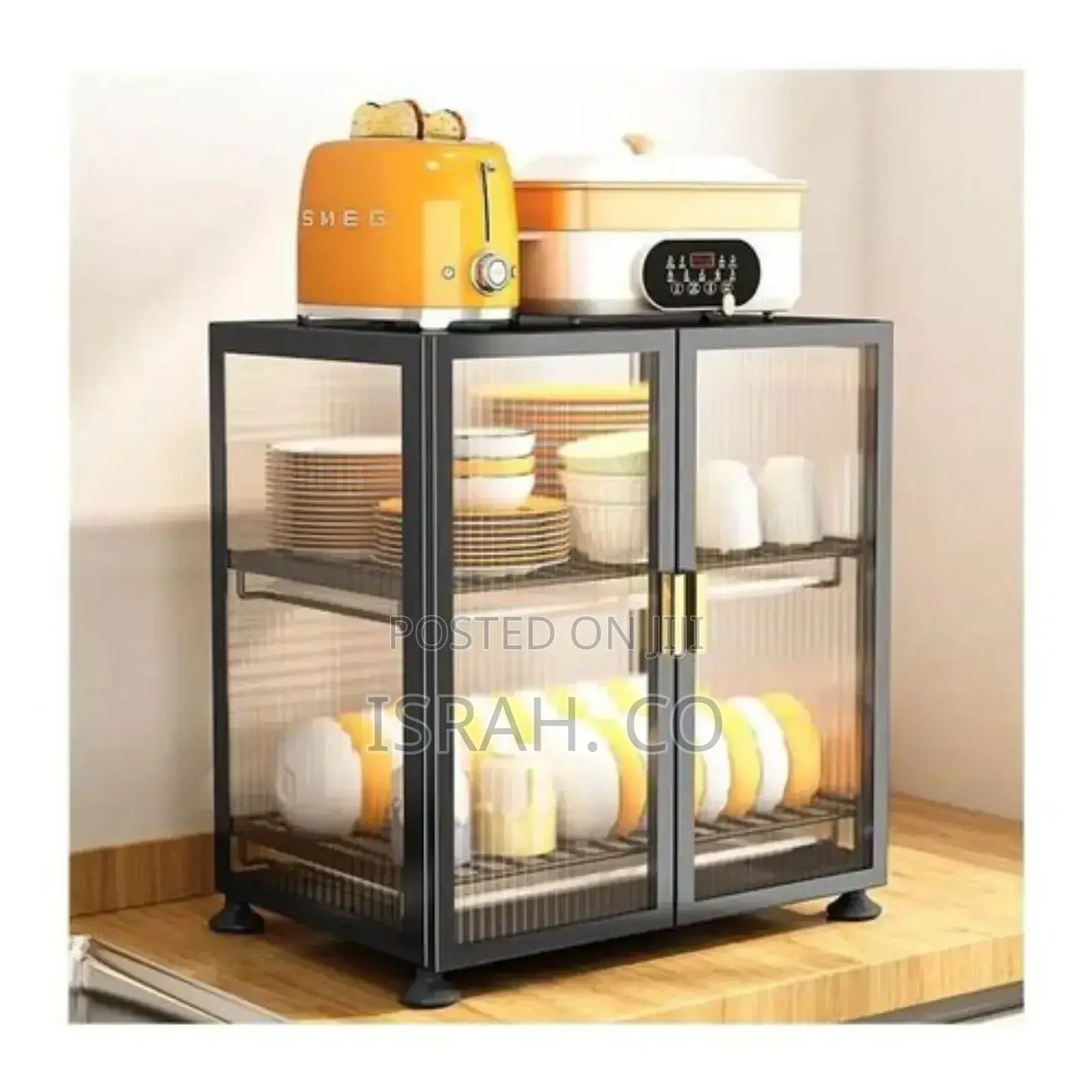 2 Tiertransparent Modern Kitchen Glass Accent Storagecabinet