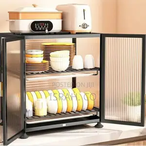 2 Tiertransparent Modern Kitchen Glass Accent Storagecabinet