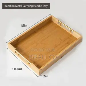 3 Piece Portable Rectangular Fruit Bamboo Serving Tray