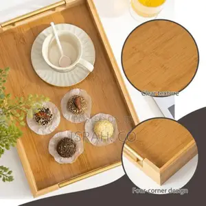 3 Piece Portable Rectangular Fruit Bamboo Serving Tray