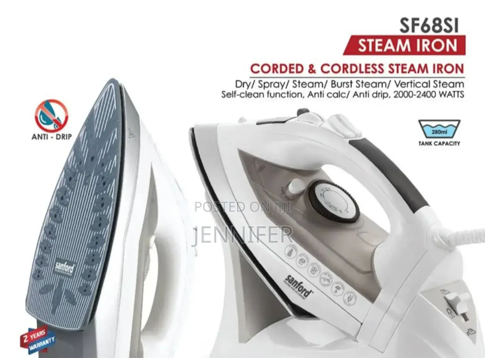 Sanford Cord and Cordless Steam Iron 2200 Watts